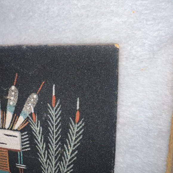 Navajo Yei East Male & Female Ceremonial Sand Paintings Signed Johnson - Picture 4 of 12